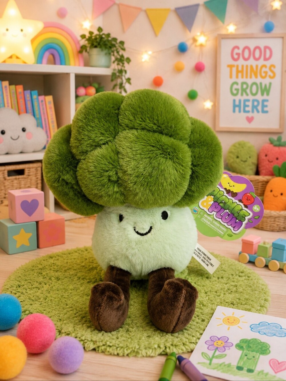 🥦COLLECTABLE PICKLE & PLUM BROCOLI PLUSH BY ORB SENSORY TOY